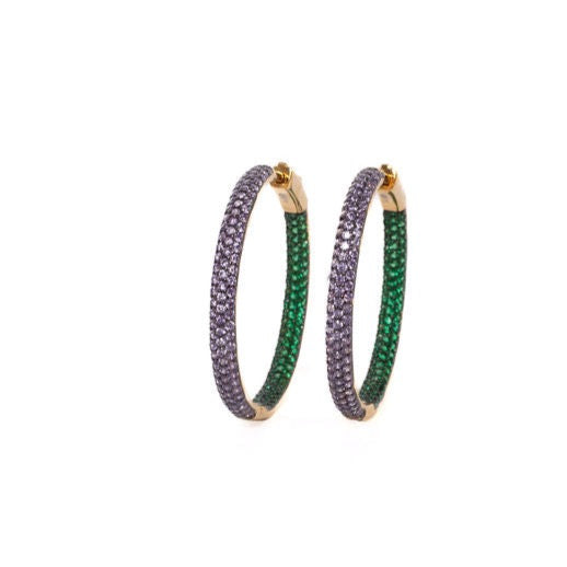 Double Sided Amethyst and Emerald Earrings