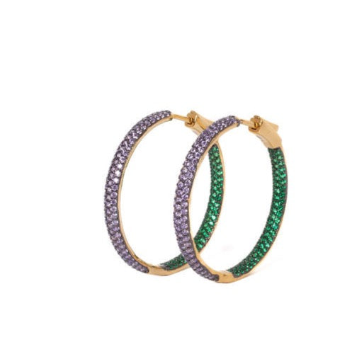 Double Sided Amethyst and Emerald Earrings