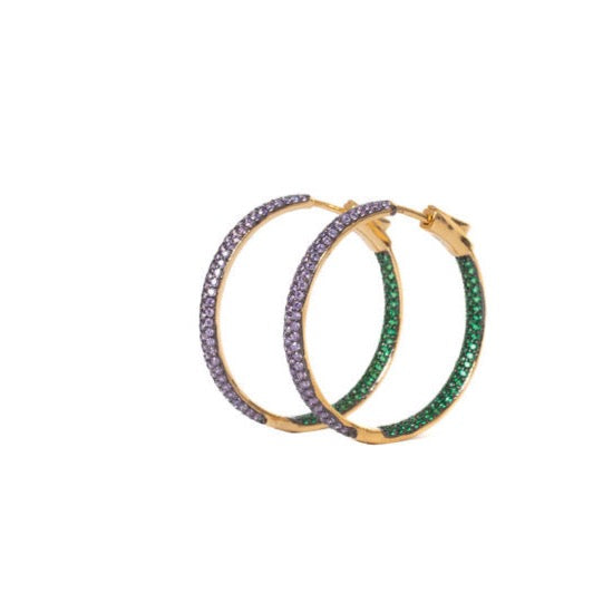 Double Sided Amethyst and Emerald Earrings