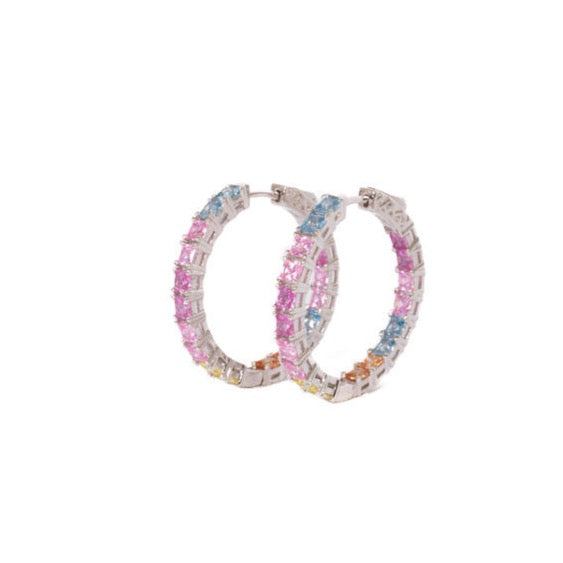 Rainbow Multi Sapphire Hoops