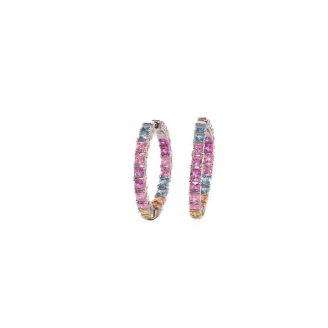 Rainbow Multi Sapphire Hoops