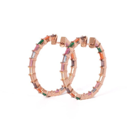 Rainbow Multi Sapphire Hoops