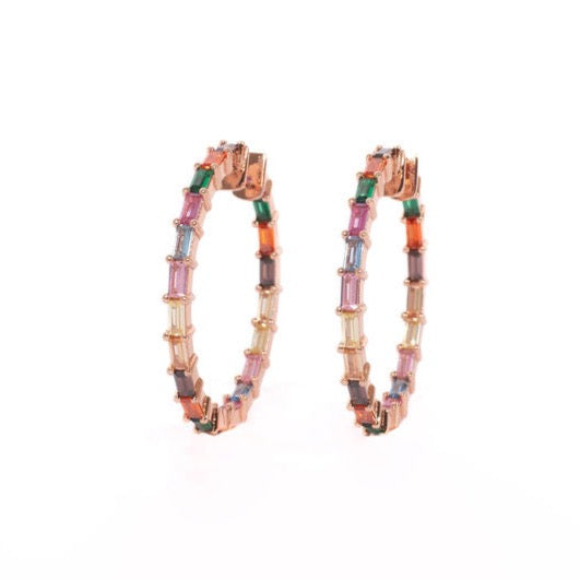 Rainbow Multi Sapphire Hoops