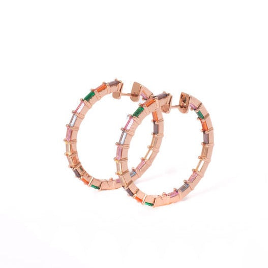 Rainbow Multi Sapphire Hoops