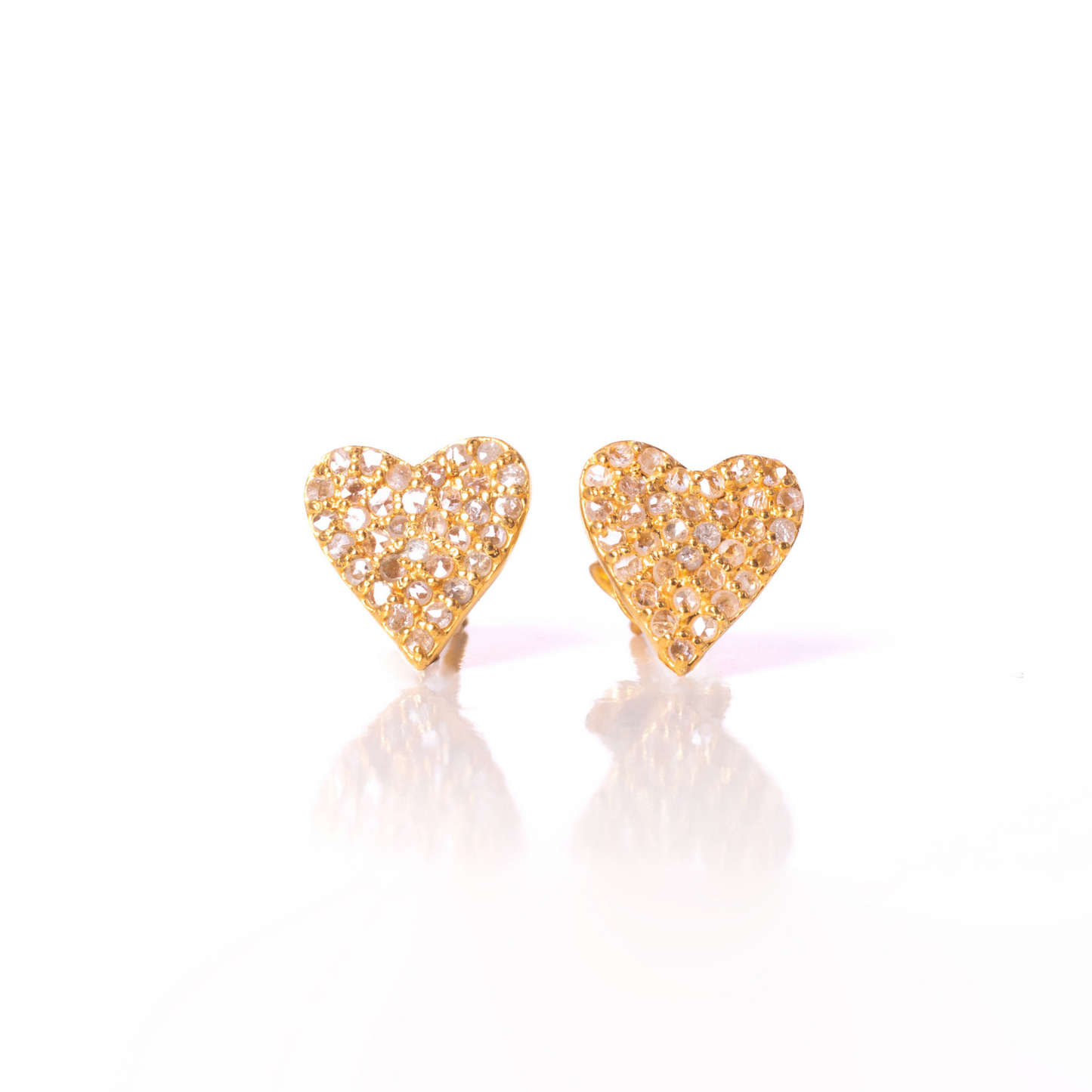 Diamond Heart Stud Earrings