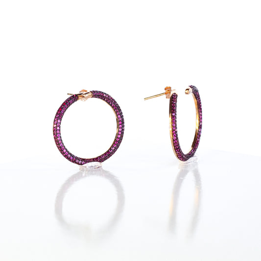 Round Frontal Ruby Earrings