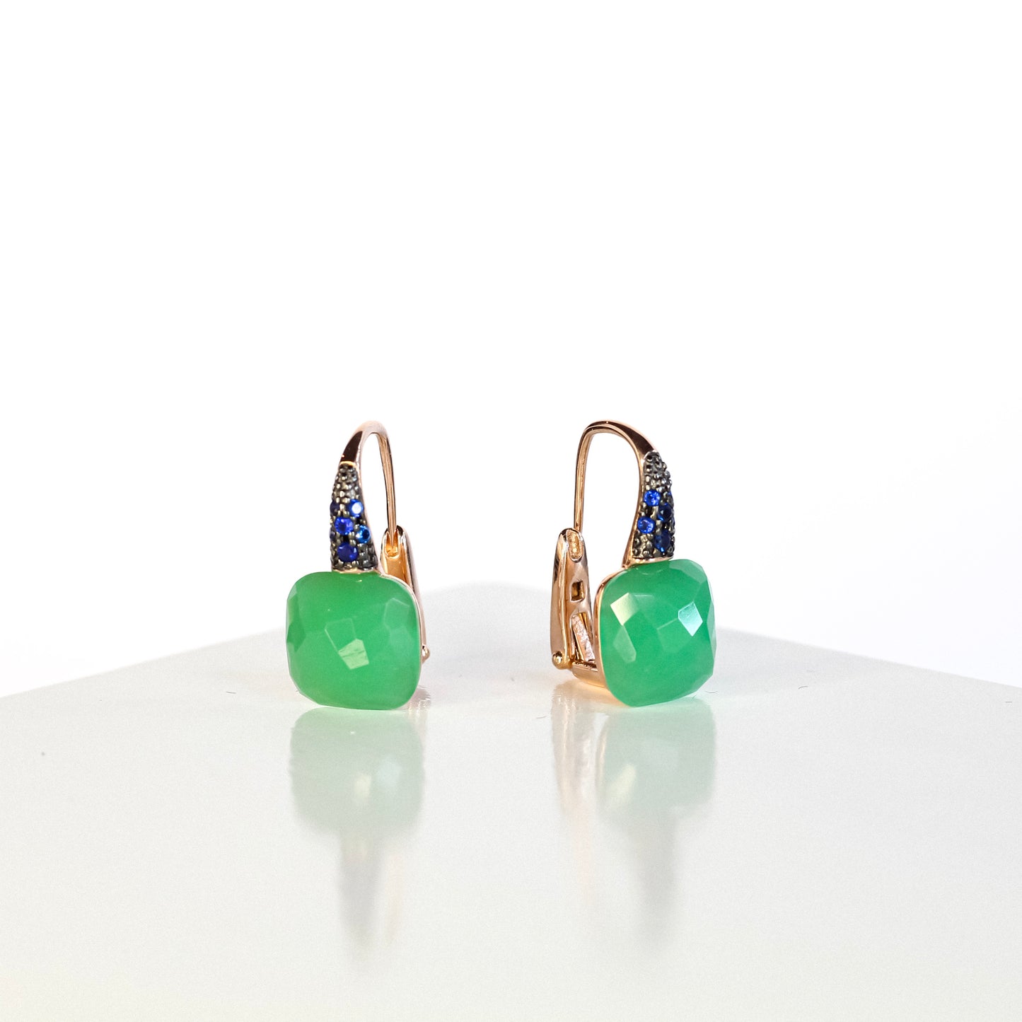 Arena Sapphire and Jade Earrings