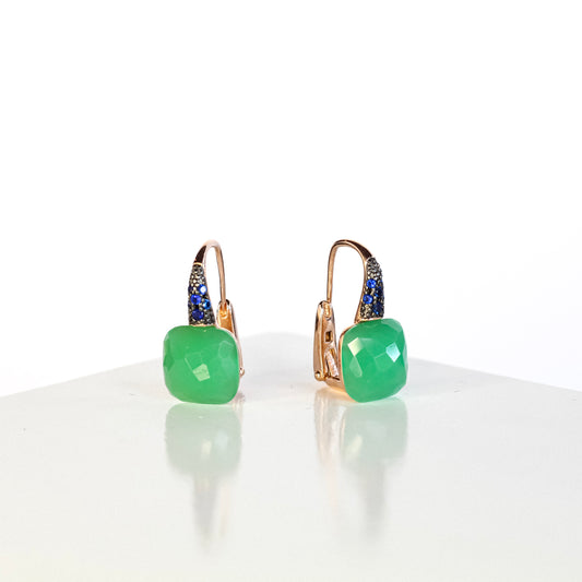 Arena Sapphire and Jade Earrings