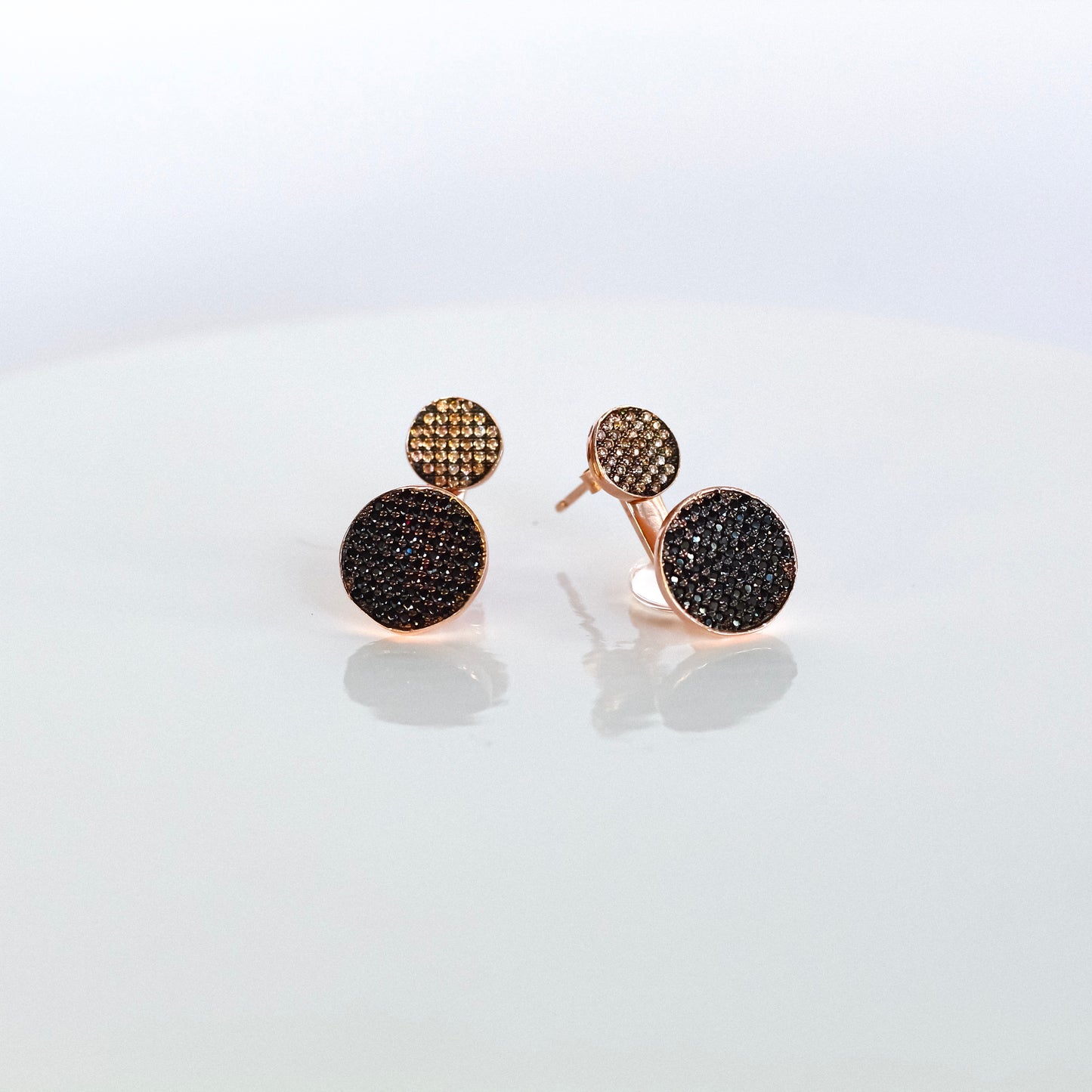 Double Circle Topaz and Onix Earrings