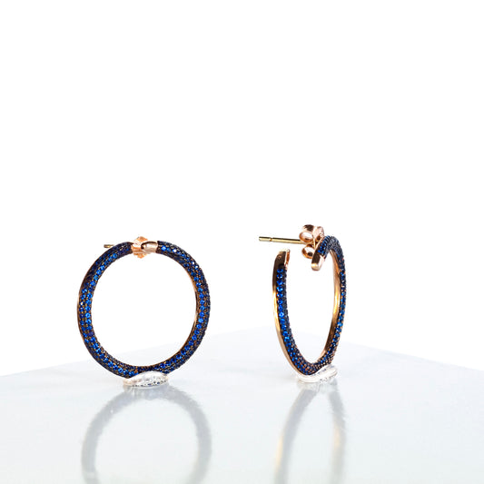 Round Frontal Sapphire Earrings