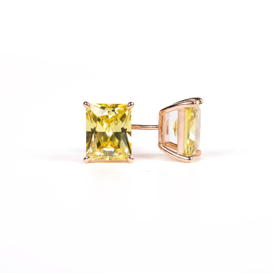 Yellow Topaz Radiant Studs