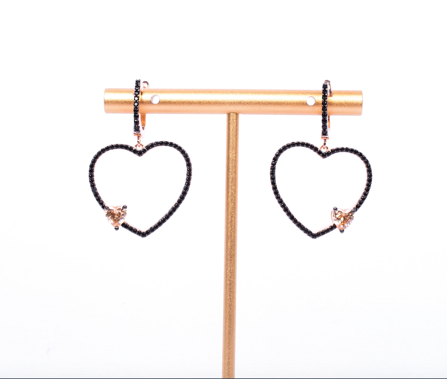 Onix & Topaz Heart Earrings