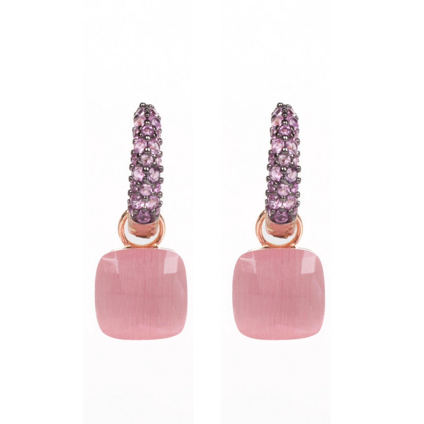 Eva Rose Quartz and Light Ruby Earrings