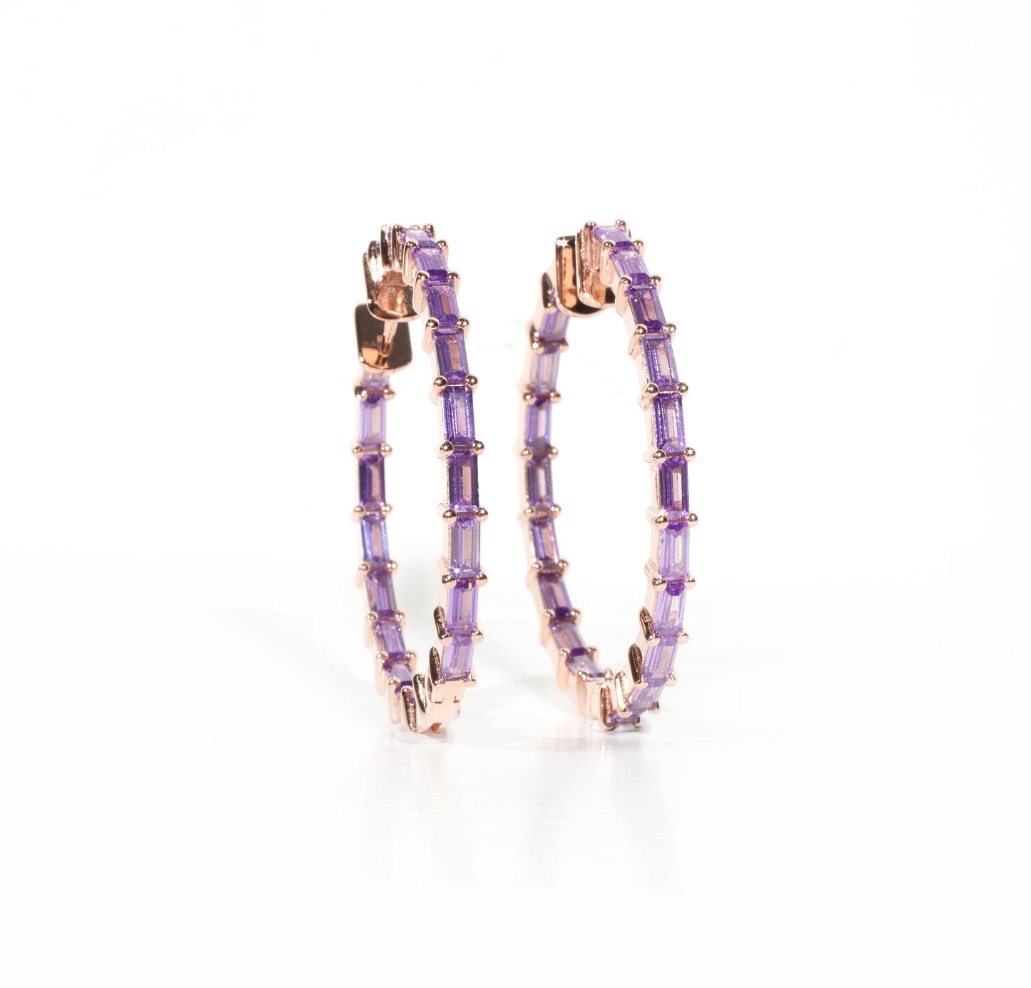 Amethyst Baguettes Hoops