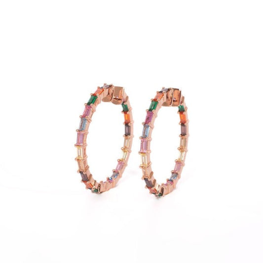 Rainbow Multi Sapphire Hoops