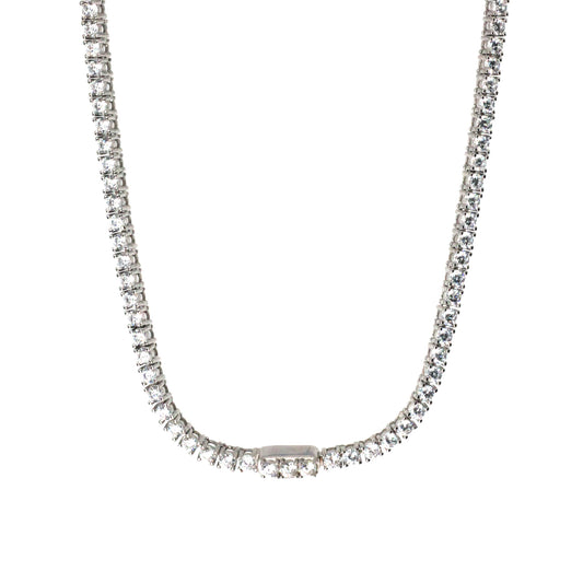 White Quartz and Emerald Tennis necklace