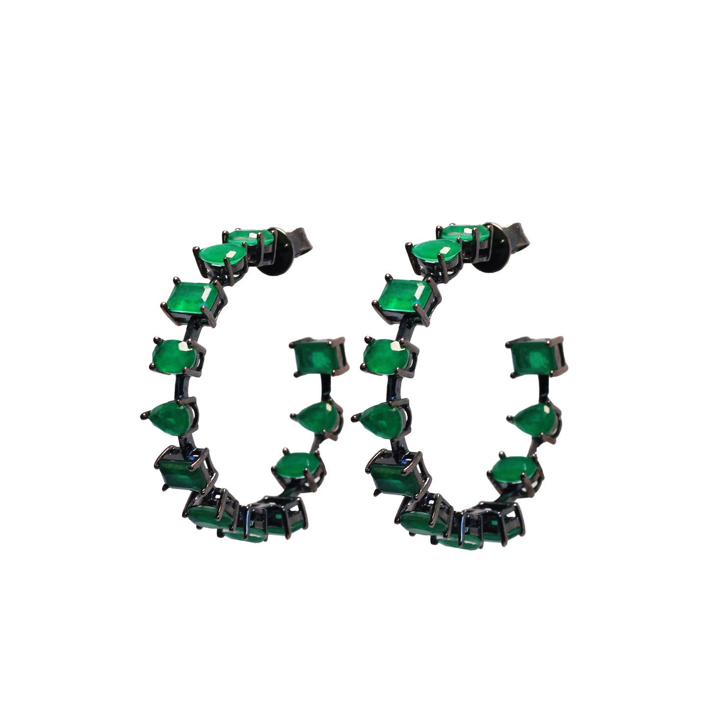 Emerald Geometric Hoops
