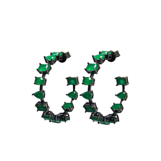 Emerald Geometric Hoops