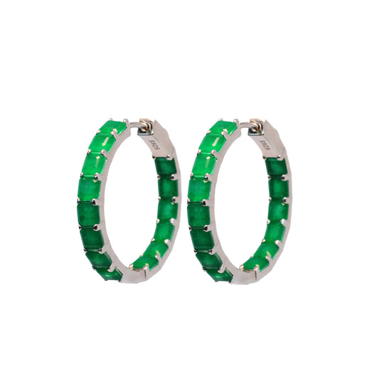 Classic Emerald Hoops