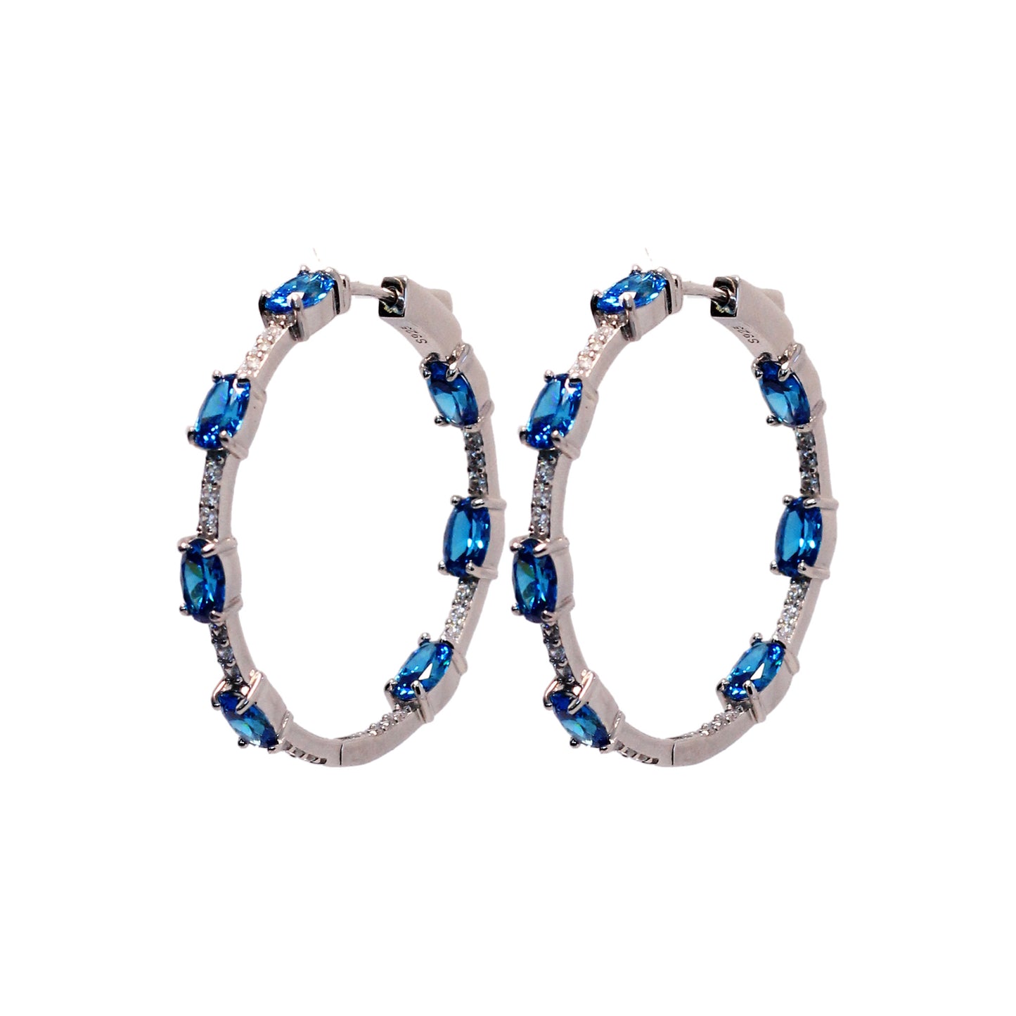 Amanda White Quartz with Sapphire Hoops