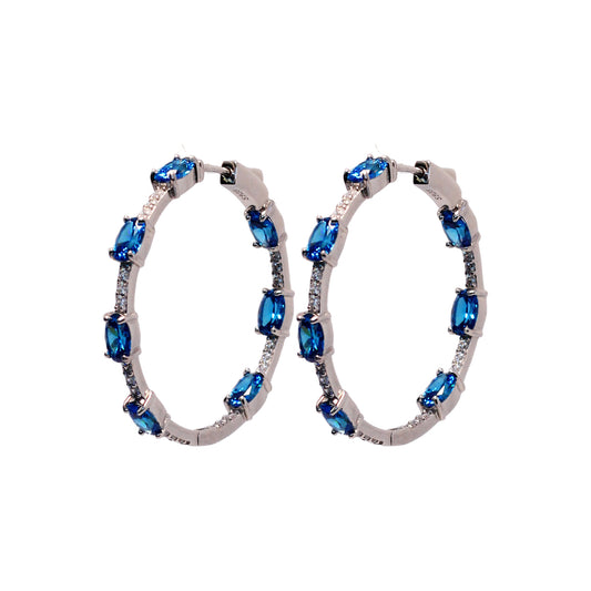 Amanda White Quartz with Sapphire Hoops