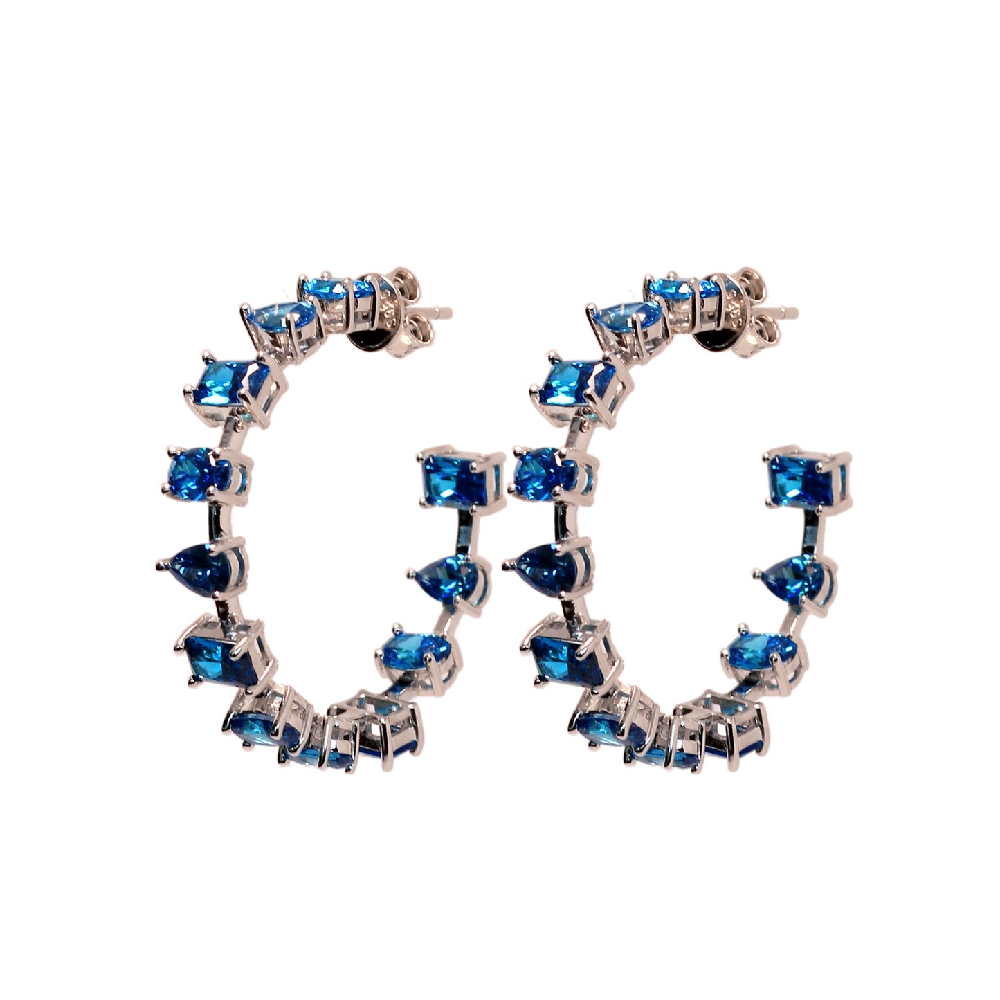 Sapphire Geometric Hoops