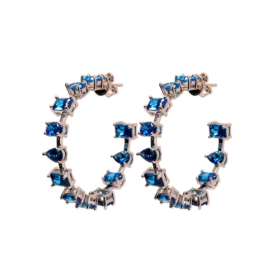 Sapphire Geometric Hoops