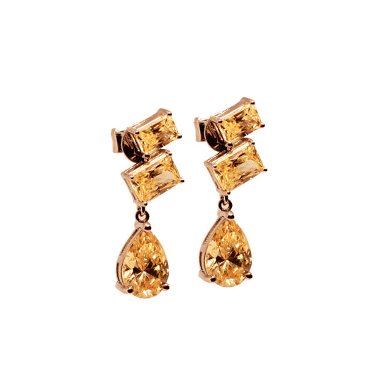 Yellow Topaz Drop Studs