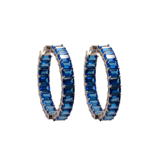 Baguette Sapphire Hoops