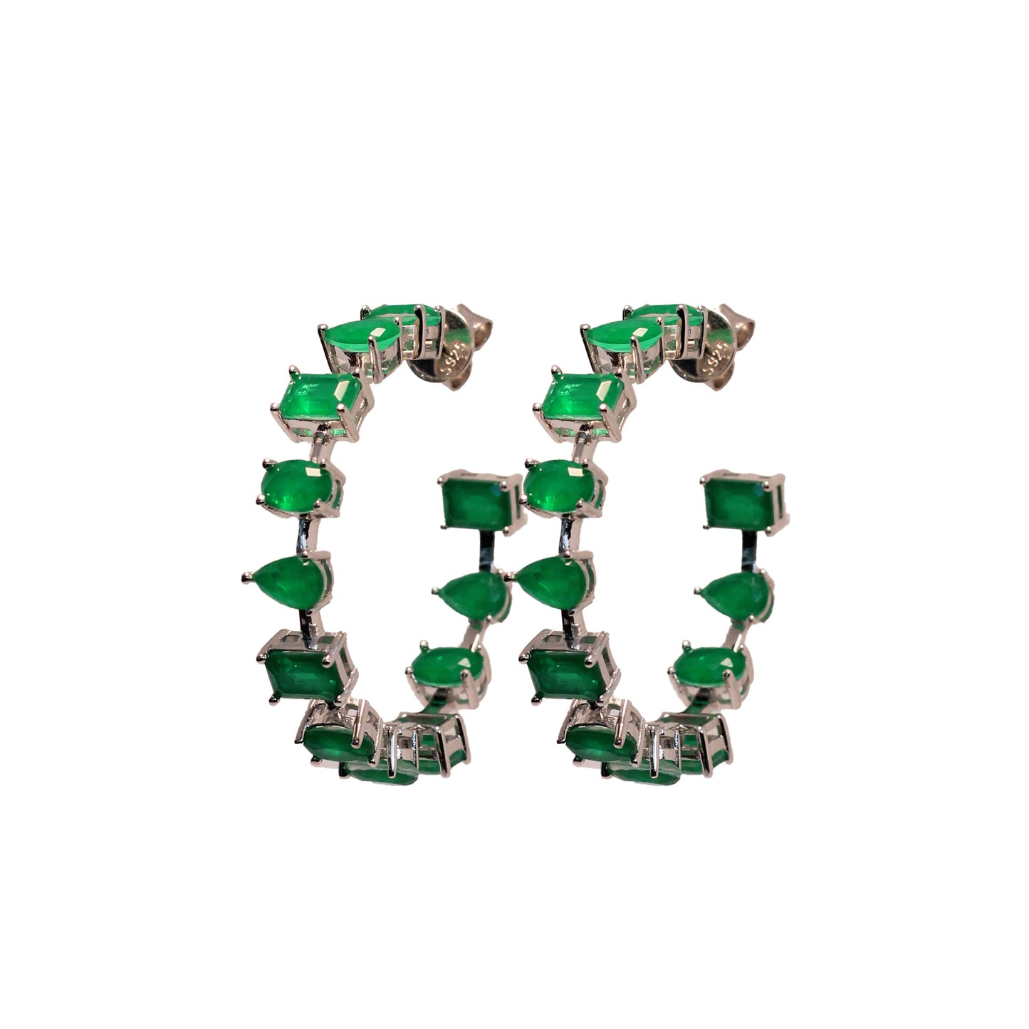 Emerald Geometric Hoops