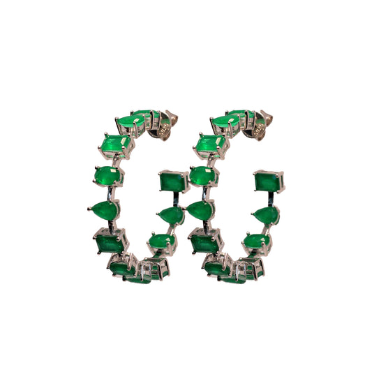 Emerald Geometric Hoops