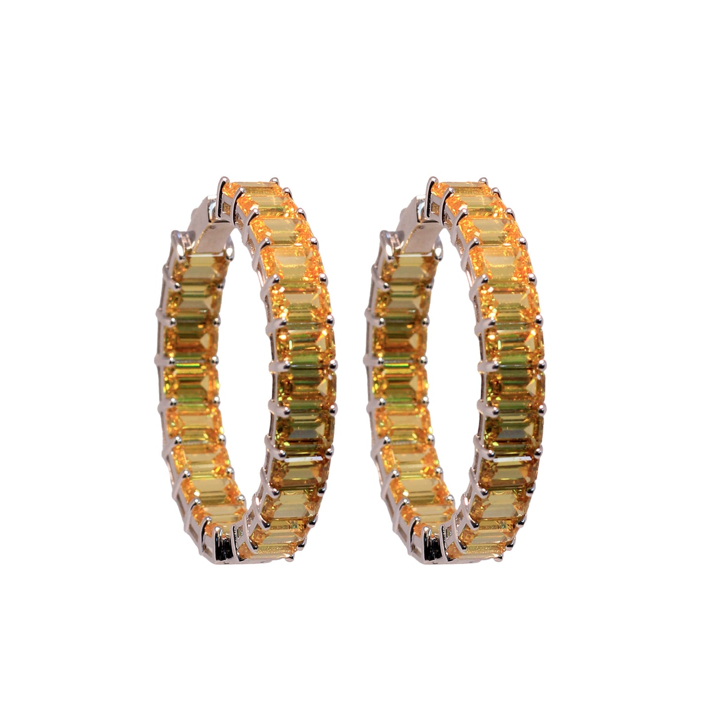 Yellow Topaz Baguette Hoops