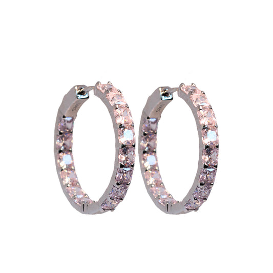 Classic Pink Sapphire Hoops