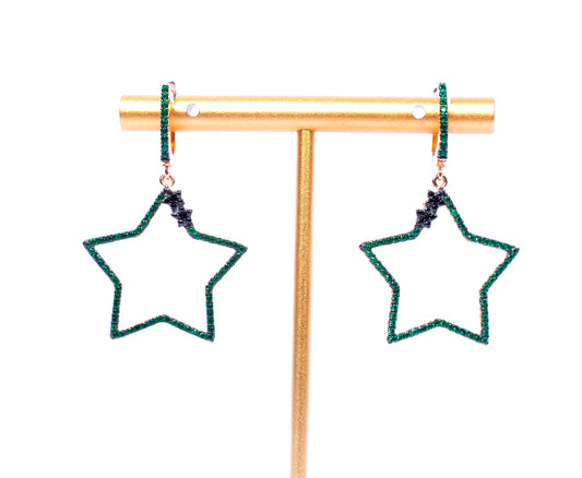 Emerald and Onix Star Earrings