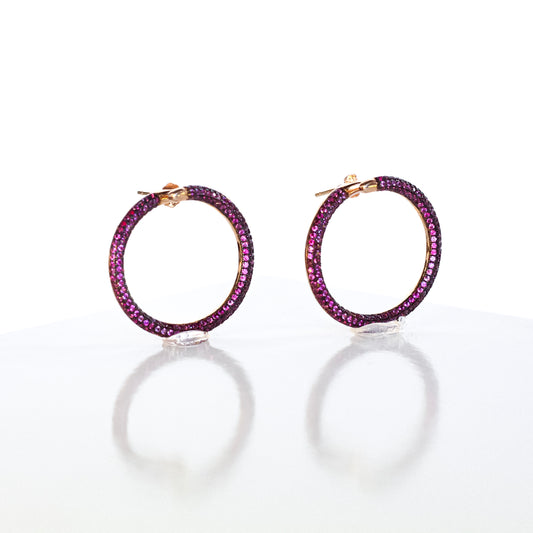 Round Frontal Ruby Earrings