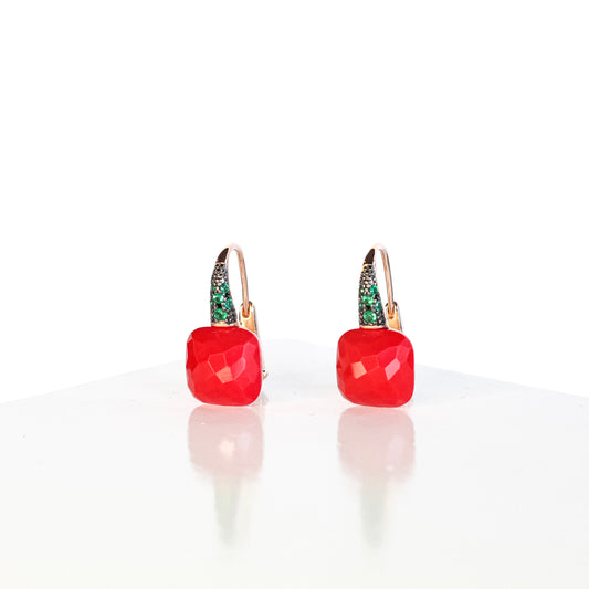 Arena Emerald and Coral Earrings