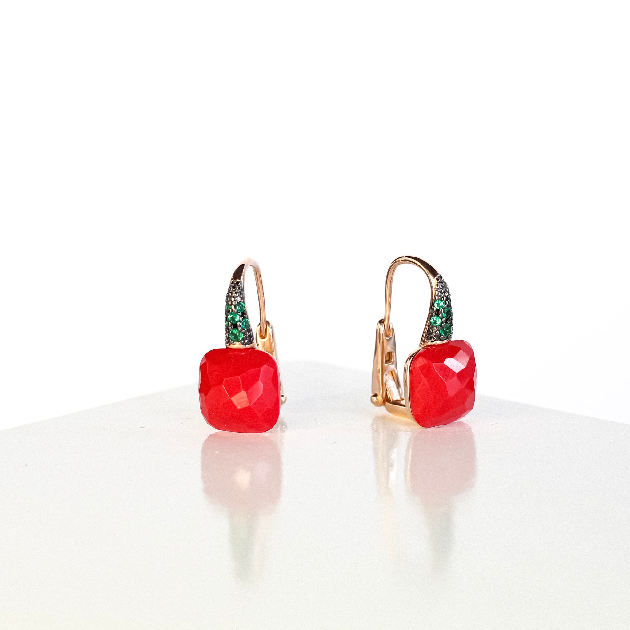 Arena Emerald and Coral Earrings