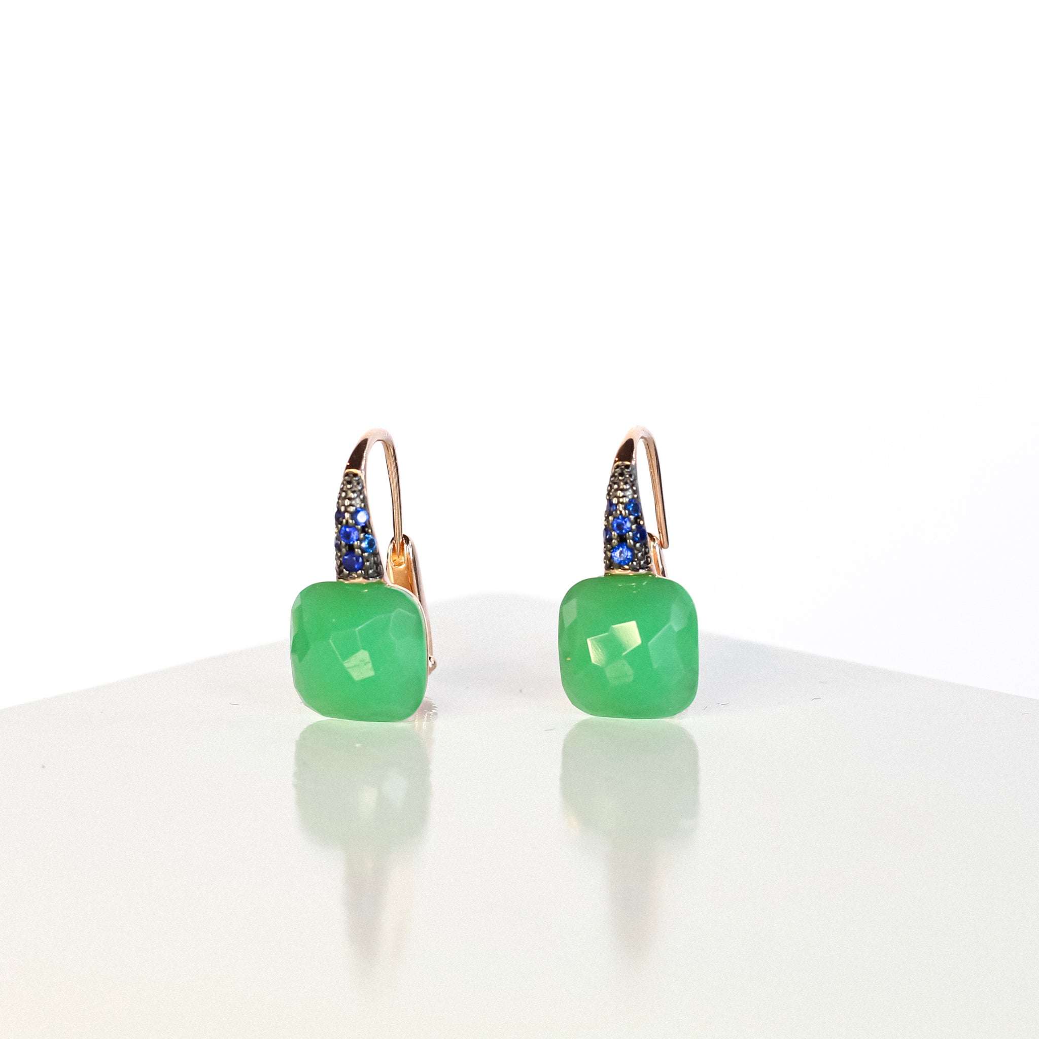 Arena Sapphire and Jade Earrings