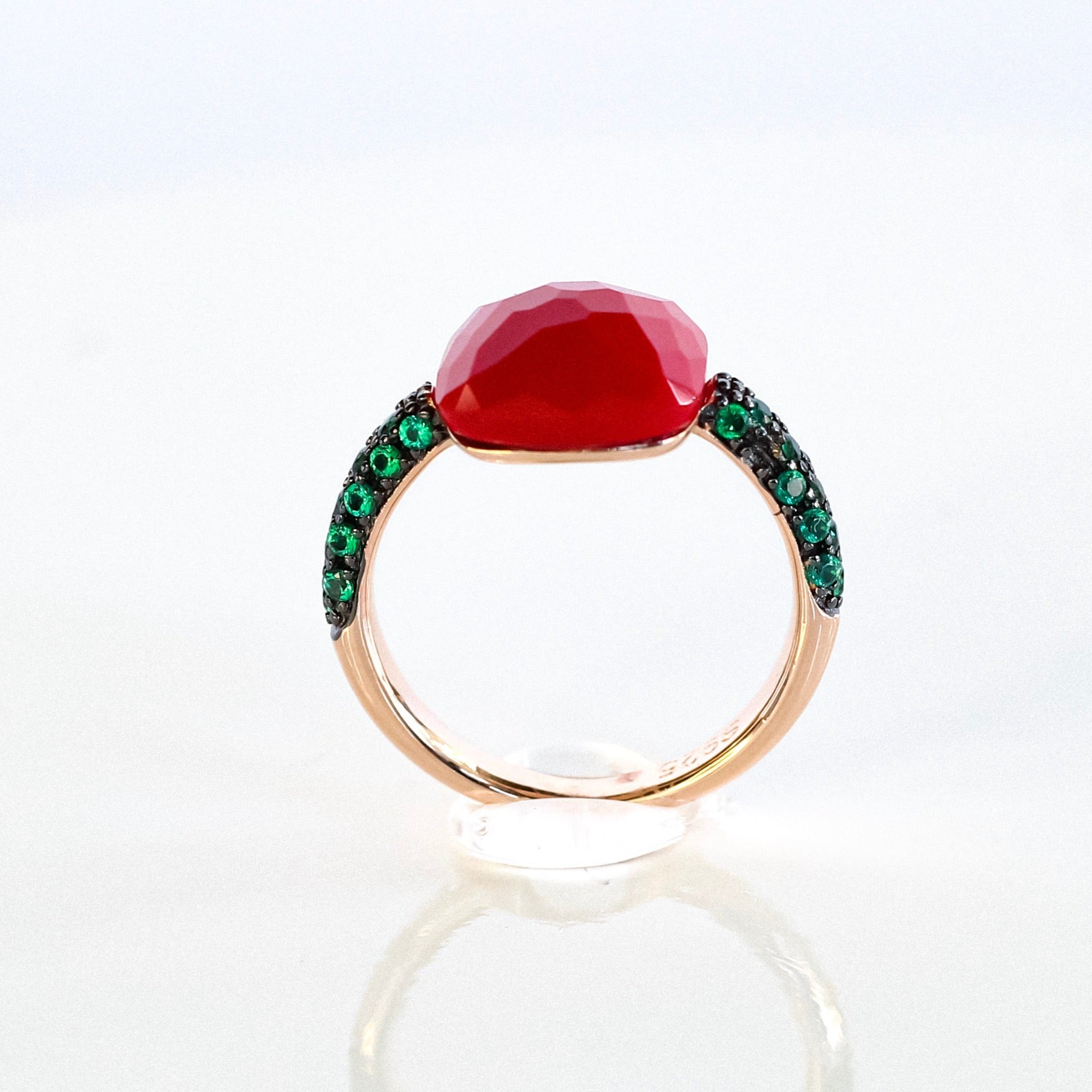 Arena Ring Emeralds with Coral