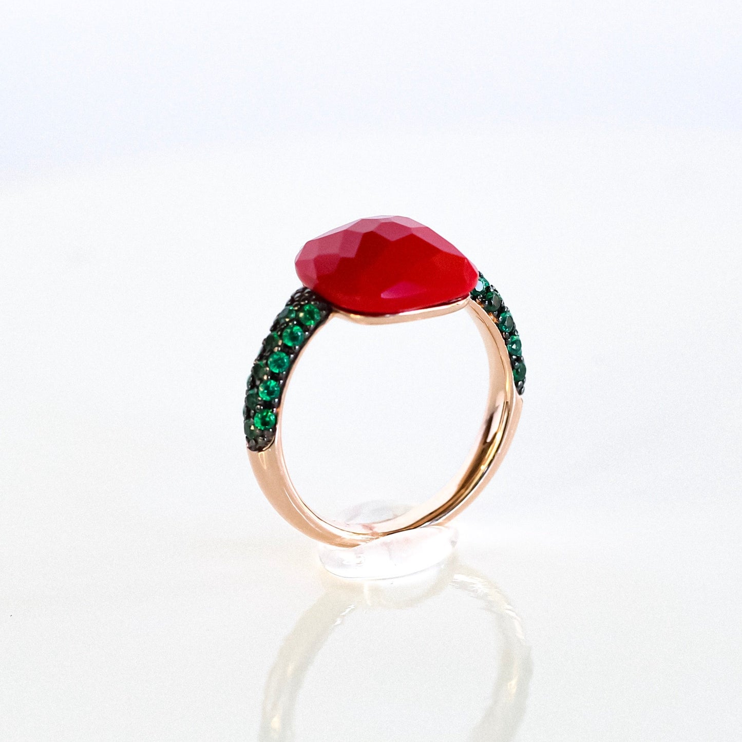 Arena Ring Emeralds with Coral