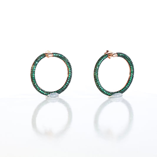 Round Frontal Emerald Earrings