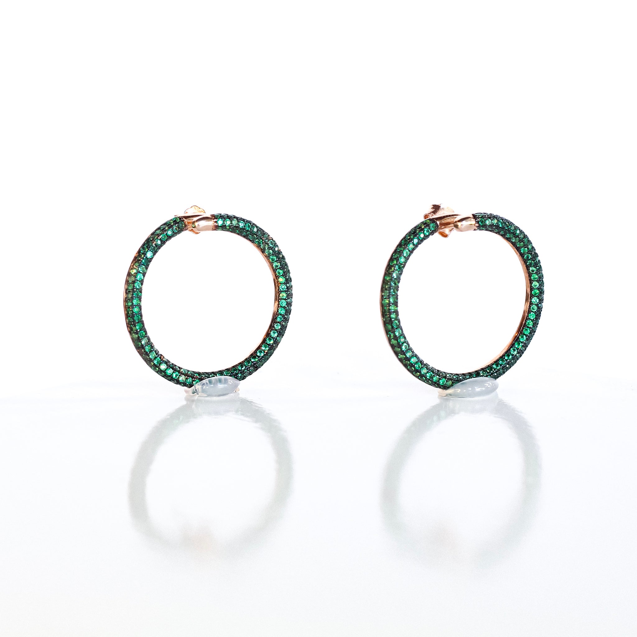 Round Frontal Emerald Earrings