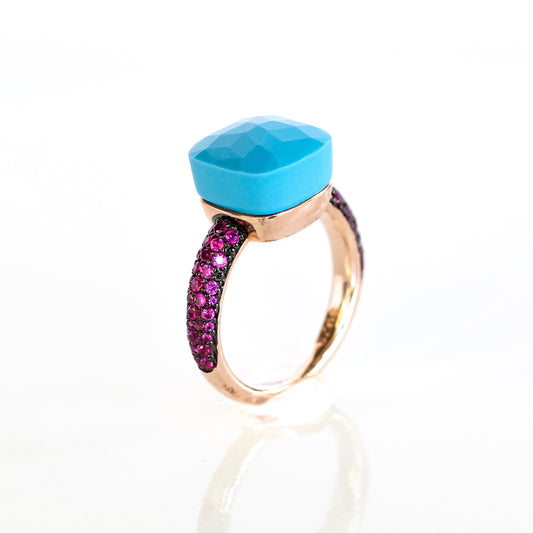 Ela Ring Ruby and Turquoise