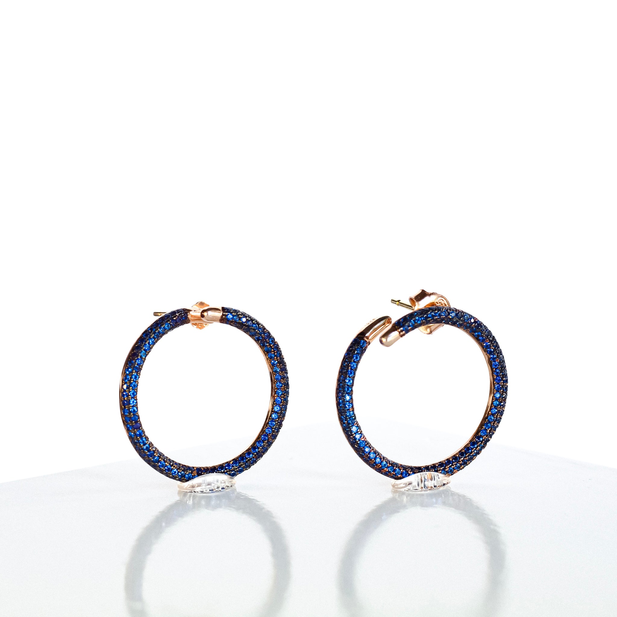 Round Frontal Sapphire Earrings