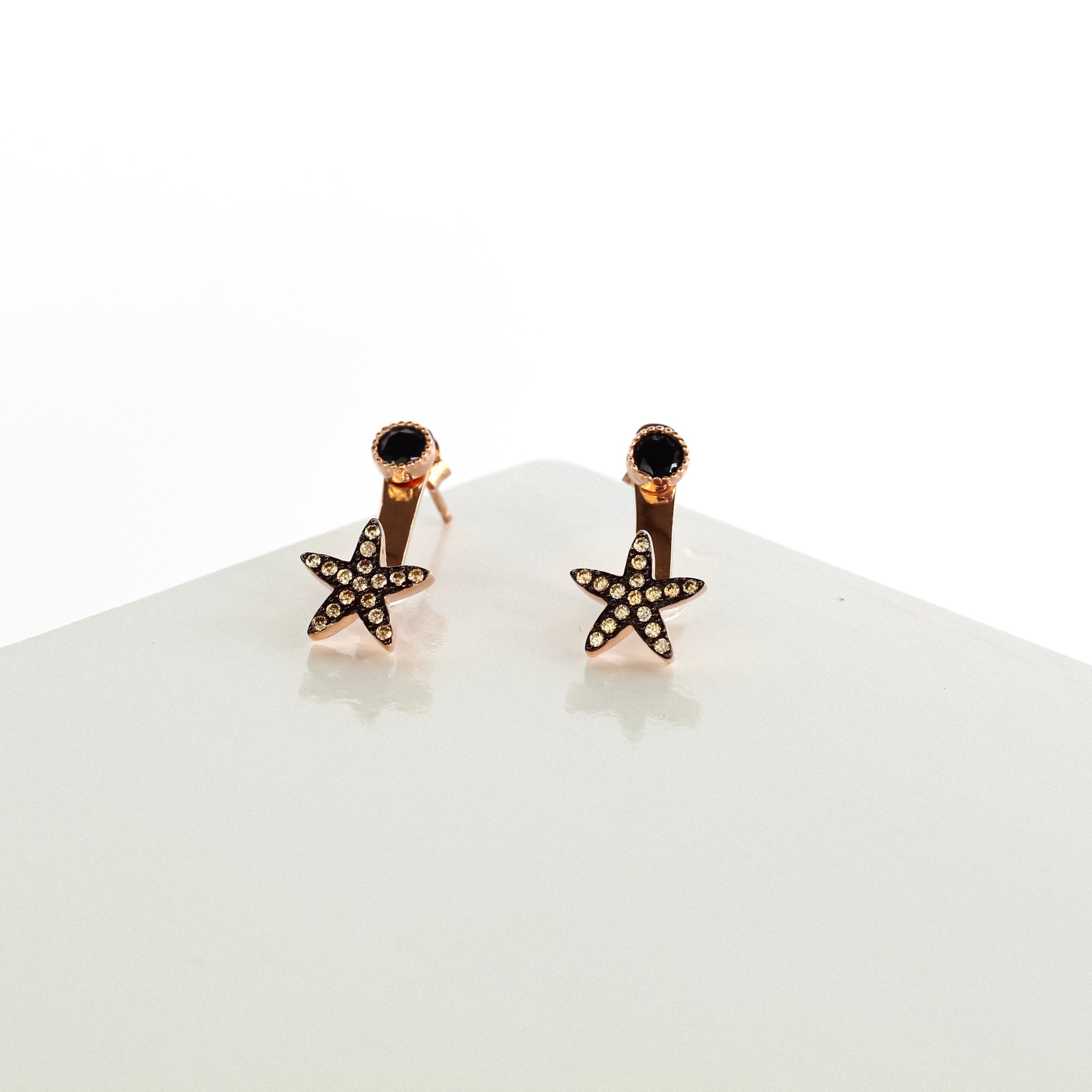 Topaz Star Double Earrings with Onix