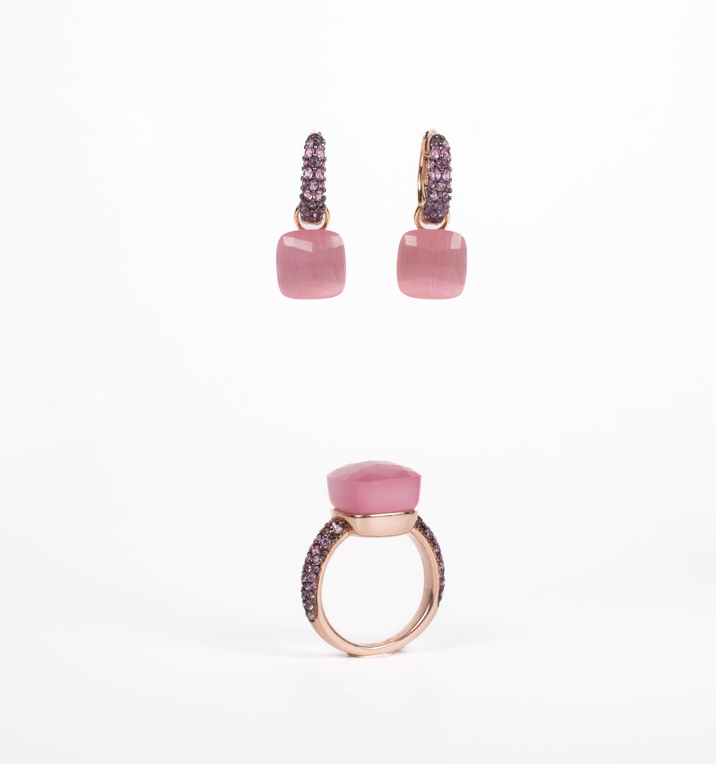 Ela Rose Quartz and Ruby Ring
