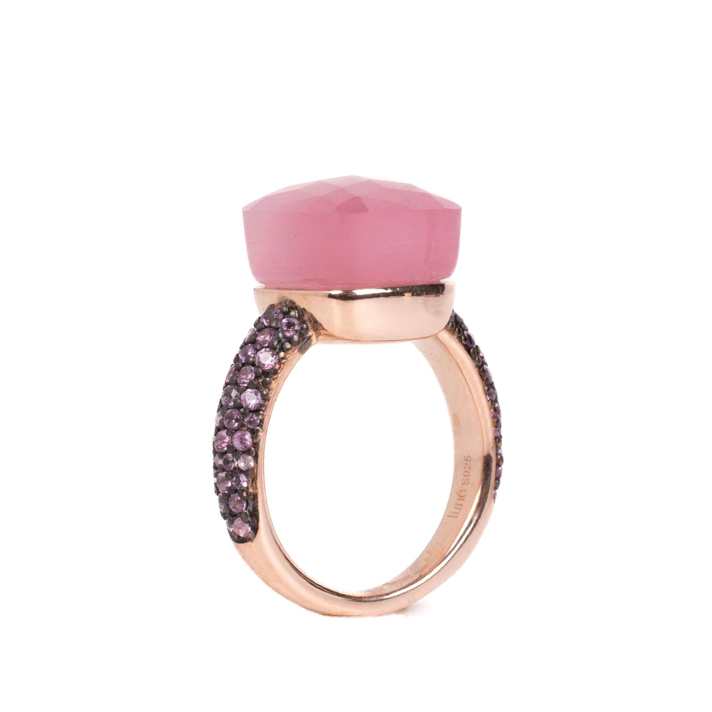 Ela Rose Quartz and Ruby Ring