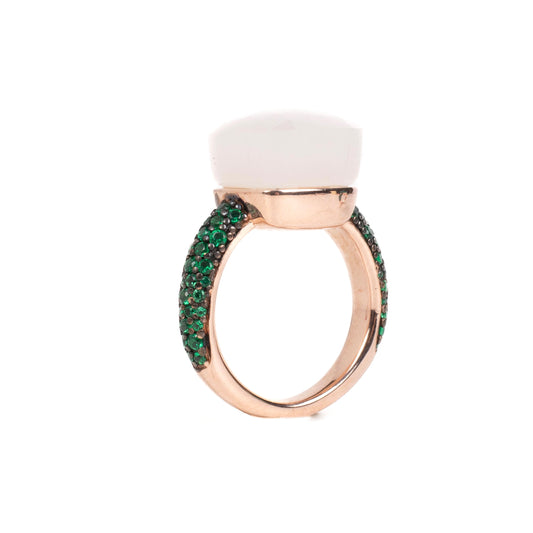 Ela Emerald and Moonstone Ring