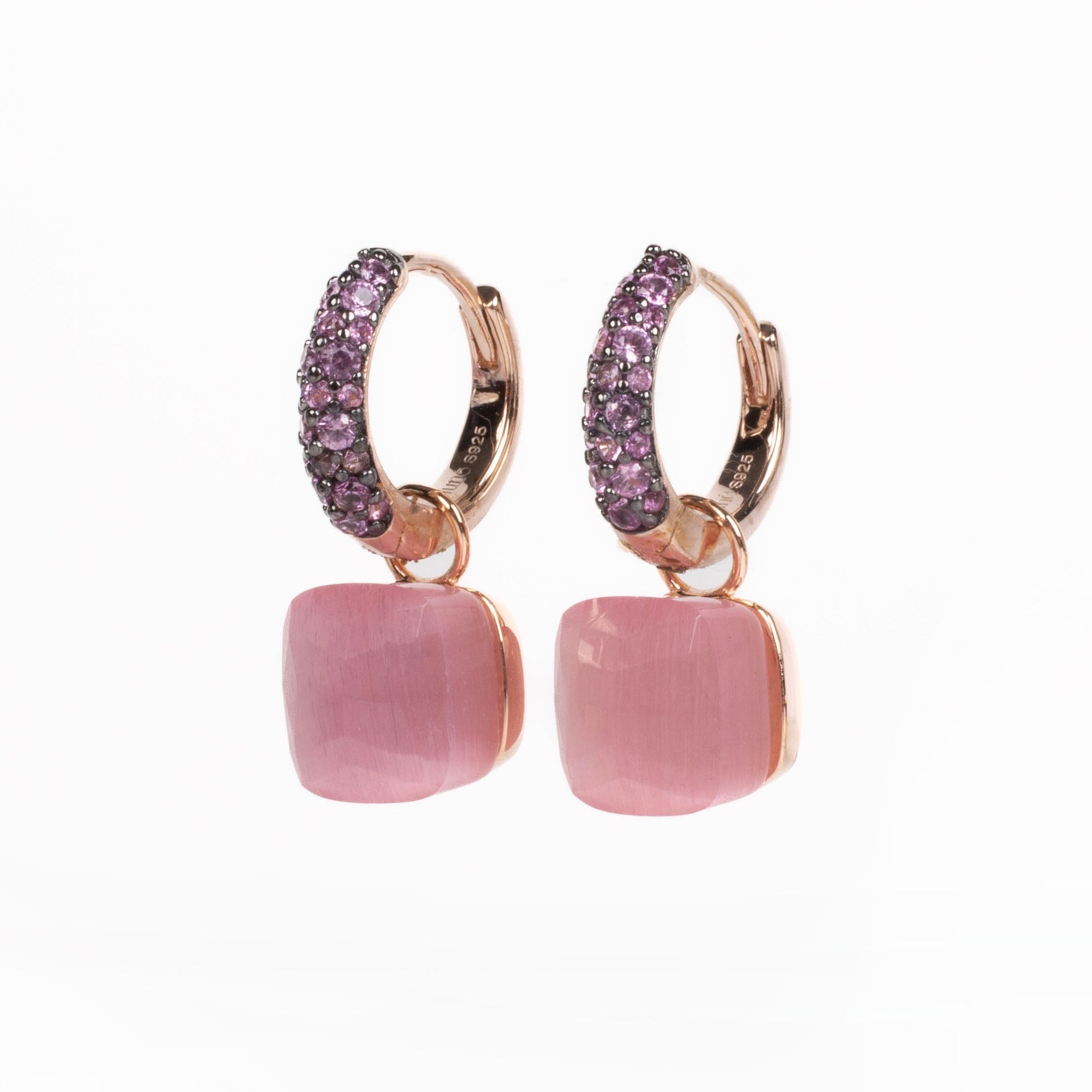 Eva Rose Quartz and Light Ruby Earrings