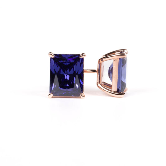 Blue Topaz Radiant Studs